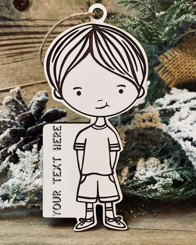 Digital download Cute boy svg ornament file for Glowforge and laser cutters SVG FILE ONLY